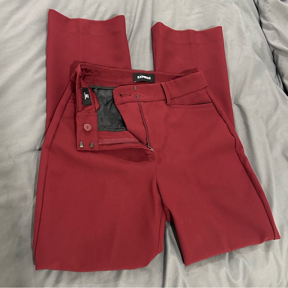 Express Burgundy Supersoft Twill Boot High-Rise Dress Pants size 0 Short